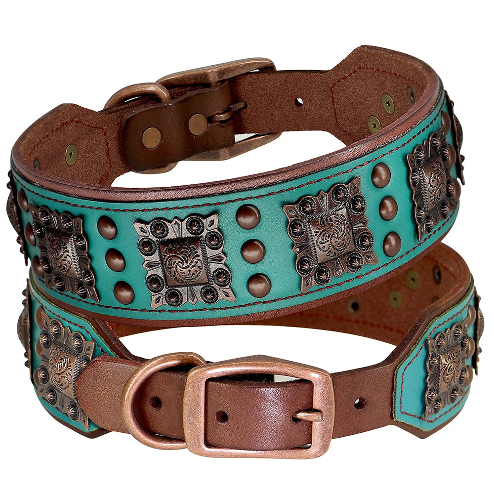 Genuine Leather Spiked Dog Collar