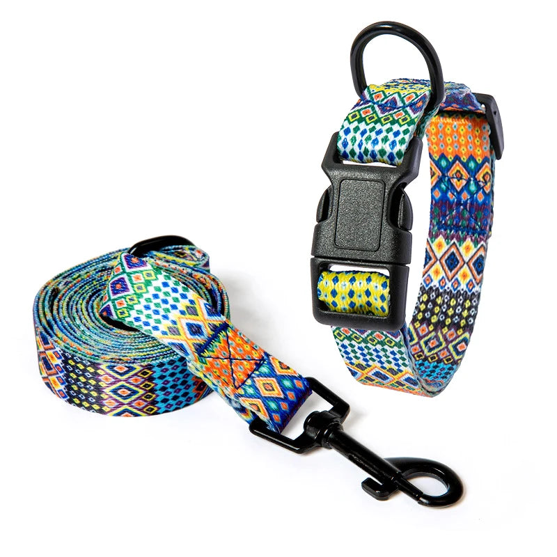 Bohemian Pet Collar and Leash Set