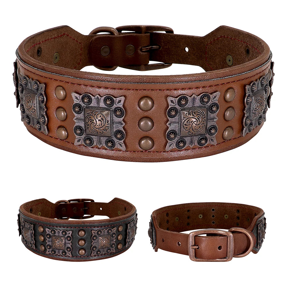 Genuine Leather Spiked Dog Collar