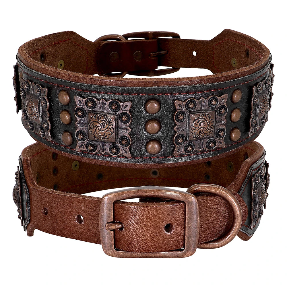 Genuine Leather Spiked Dog Collar