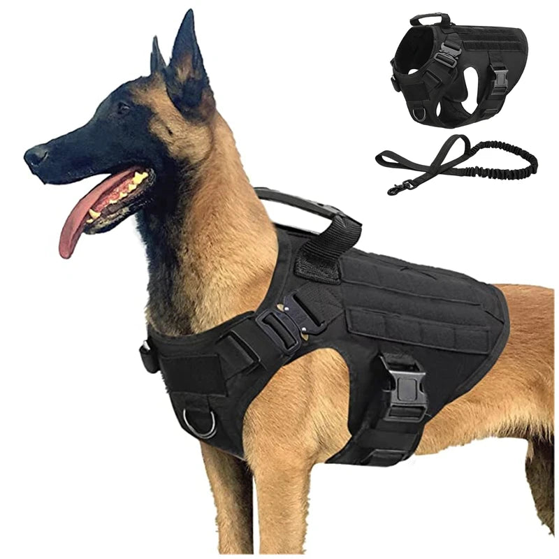 K9 Tactical Military Dog Harness & Leash Set - Designed for Active Dogs