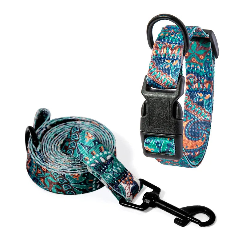 Bohemian Pet Collar and Leash Set