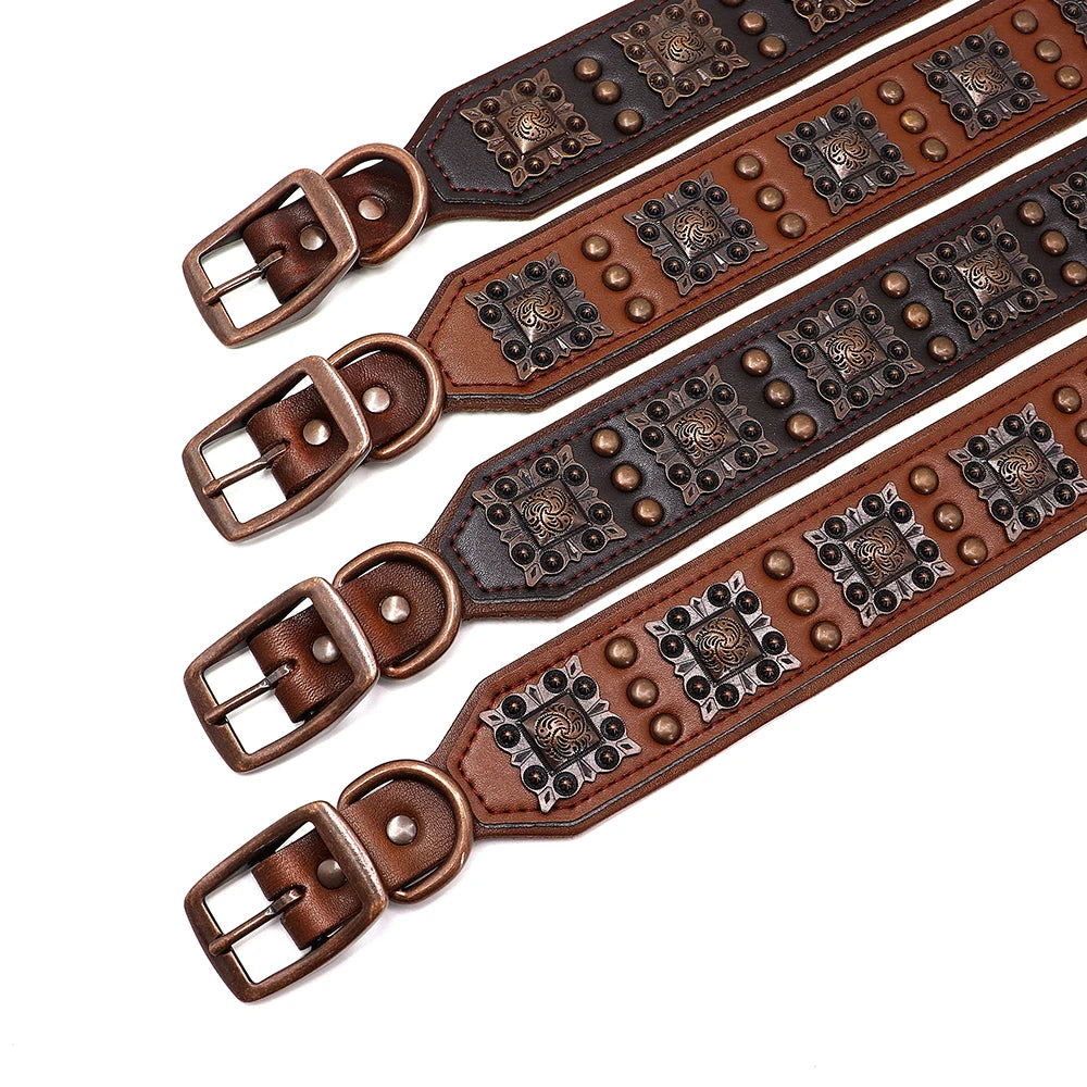 Genuine Leather Spiked Dog Collar