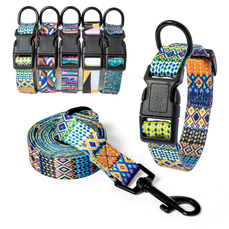 Bohemian Pet Collar and Leash Set