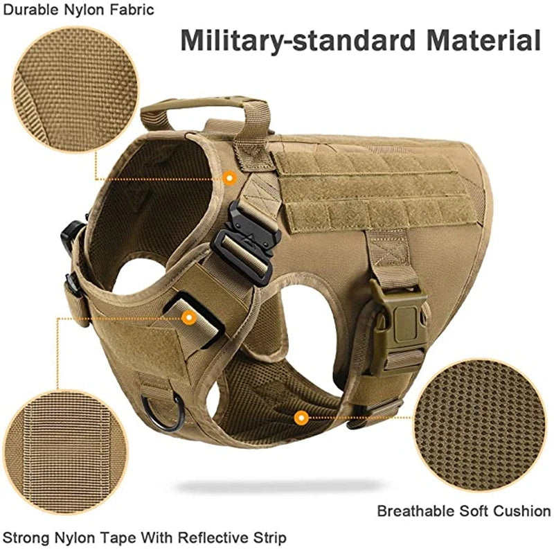 K9 Tactical Military Dog Harness & Leash Set - Designed for Active Dogs