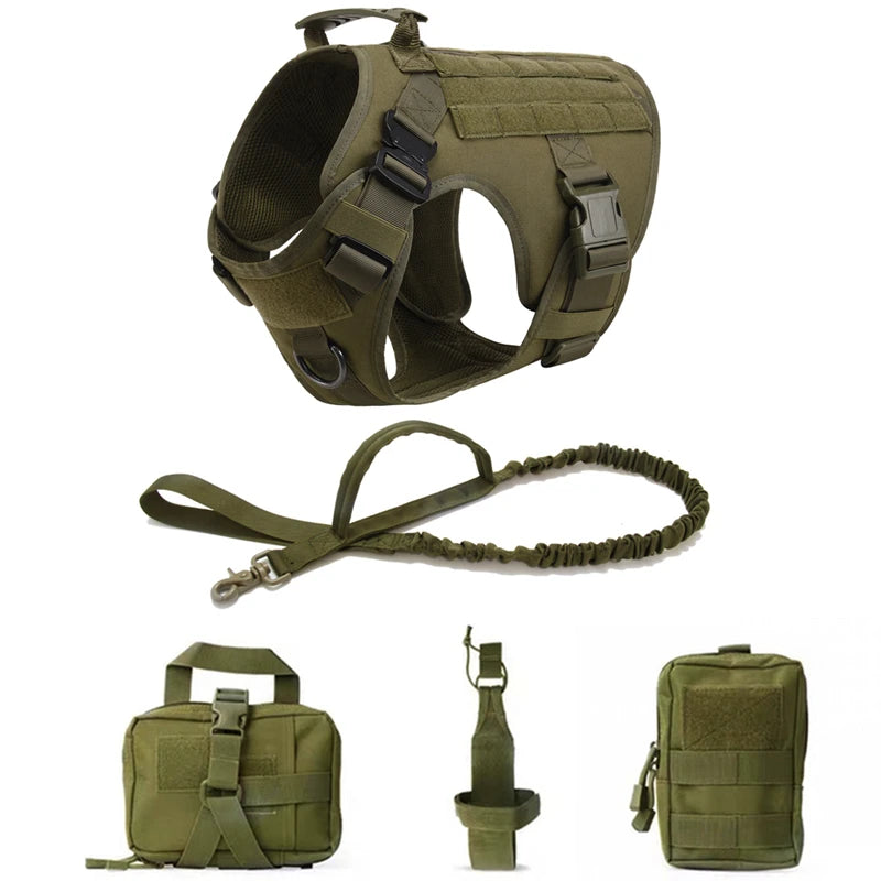 K9 Tactical Military Dog Harness & Leash Set - Designed for Active Dogs