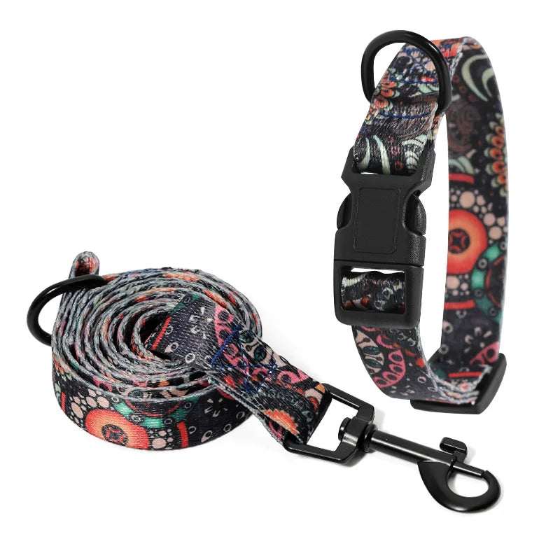 Bohemian Pet Collar and Leash Set