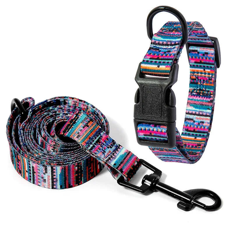 Bohemian Pet Collar and Leash Set