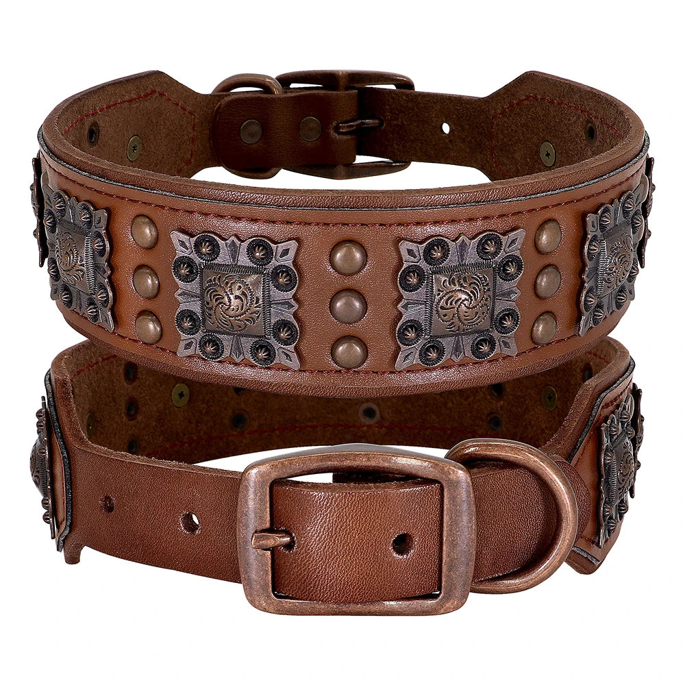 Genuine Leather Spiked Dog Collar